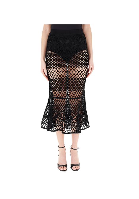 Gonna Pinko donna Crispo 104732 A2FF Nera poliestere viscosa trasparente crochet floreale PINKO | Gonne | 104732 A2FFZ99
